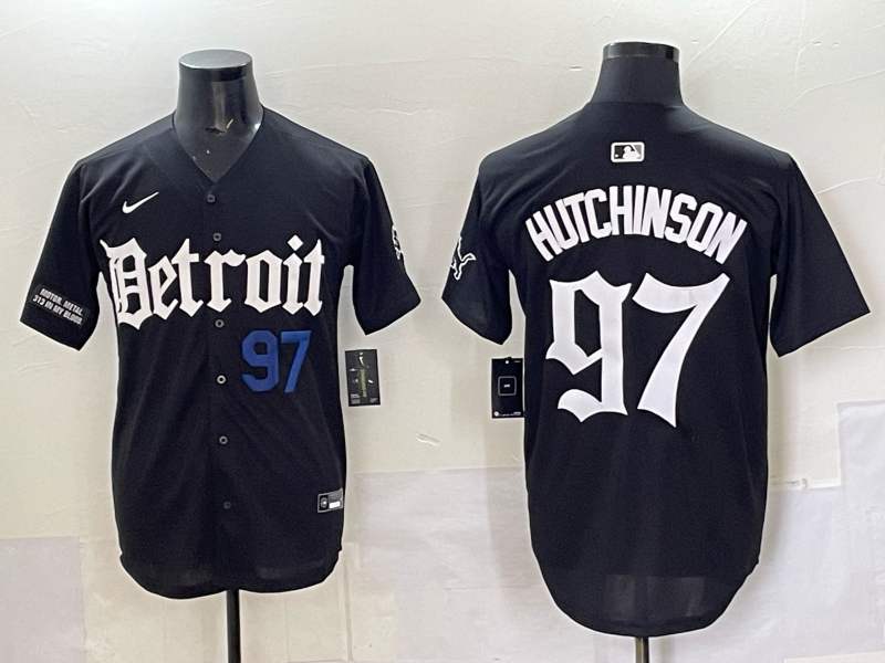 Men 2025 Detroit Lions #97 Hutchinson Black NFL jersey 0013